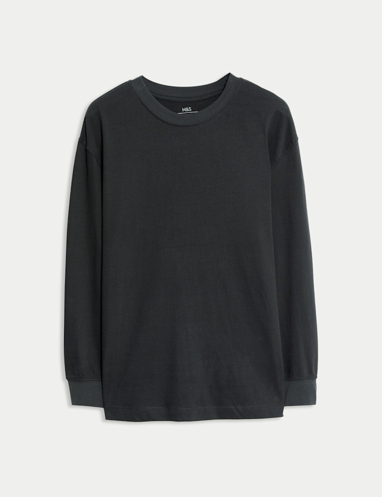 Pure Cotton Plain Long Sleeve Top (6-16 Yrs)