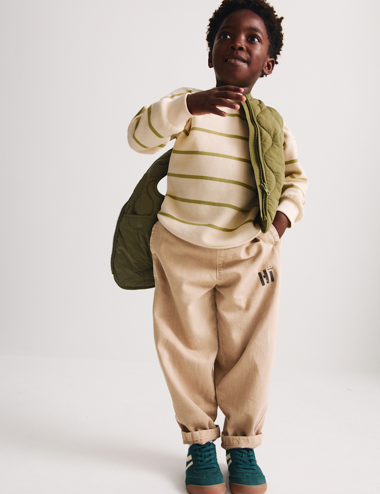 Pure Cotton Striped Textured Top (1-8 Yrs)