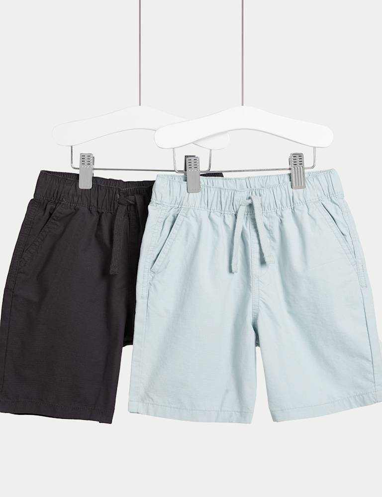 2 Pack Pure Cotton Ripstop Shorts (2-8 Yrs)