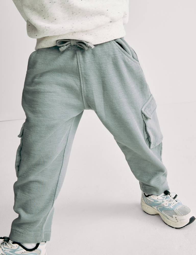 Pure Cotton Textured Cargo Trousers (2-8 Yrs)