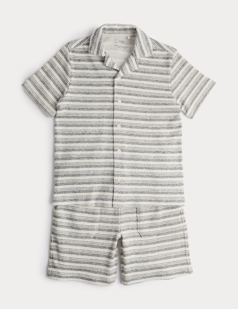 2 Piece Cotton Rich Textured Striped Outfit (2-10 Yrs)