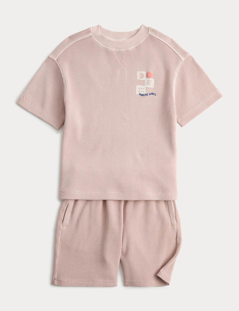 2 Piece Pure Cotton Waffle Outfit (2-8 Yrs) 2 Piece Pure Cotton Waffle Outfit (2-8 Yrs)