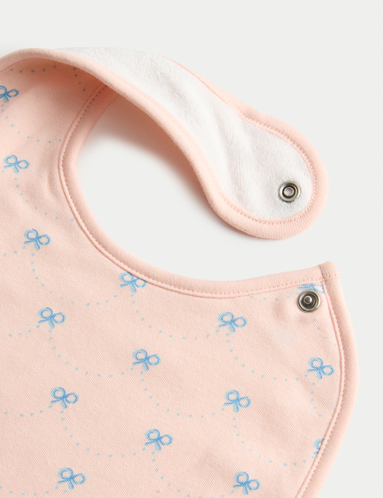 5pk Cotton Rich Bow Dribble Bibs
