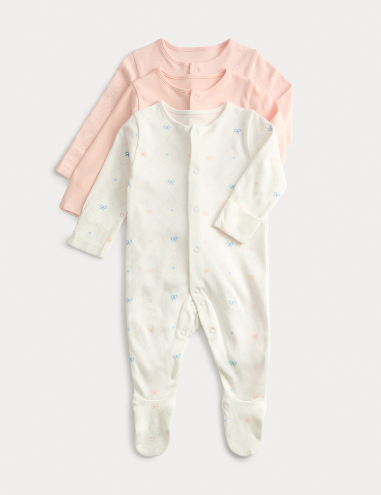 3 Pack Pure Cotton Printed Sleepsuits (0-3 Yrs)