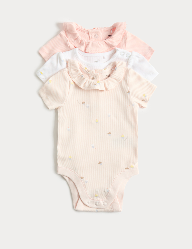 3 Pack Cotton Rich Cupcake Bodysuits (6½lbs-3 Yrs)