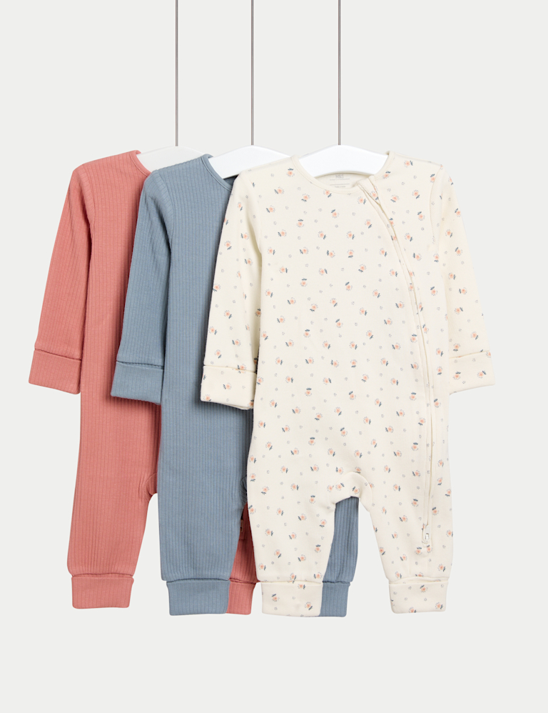 3 Pack Cotton Rich Ditsy Floral Sleepsuits (0 Mths-3 Yrs)