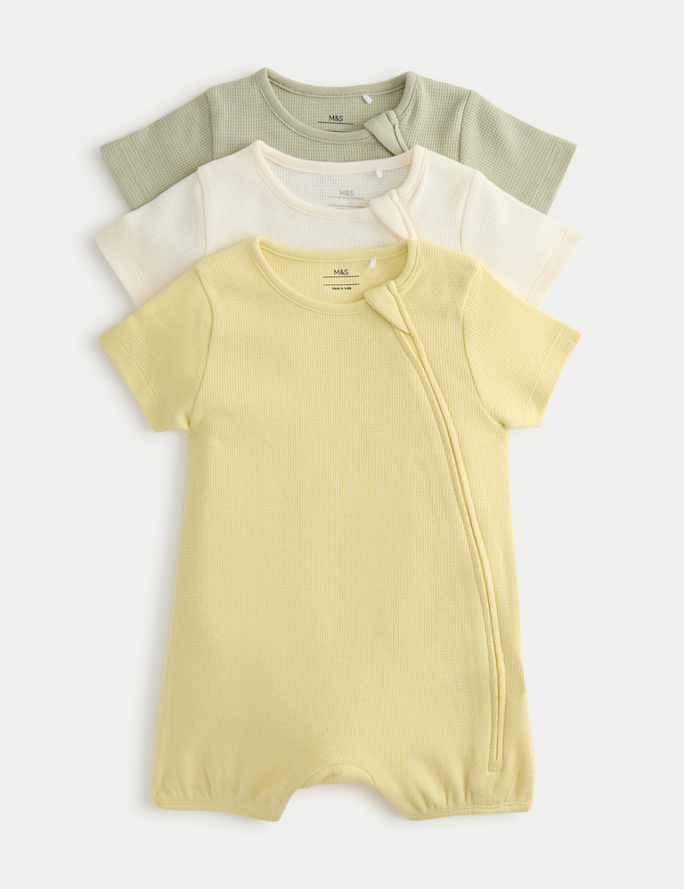 3 Pack Pure Cotton Waffle Rompers (7lbs-3 Yrs)