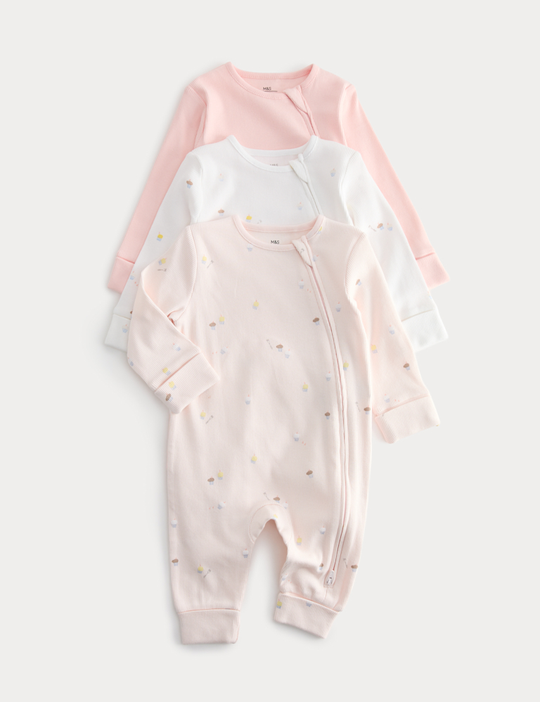 3 Pack Cotton Rich Sleepsuits (7lbs-3 Yrs)