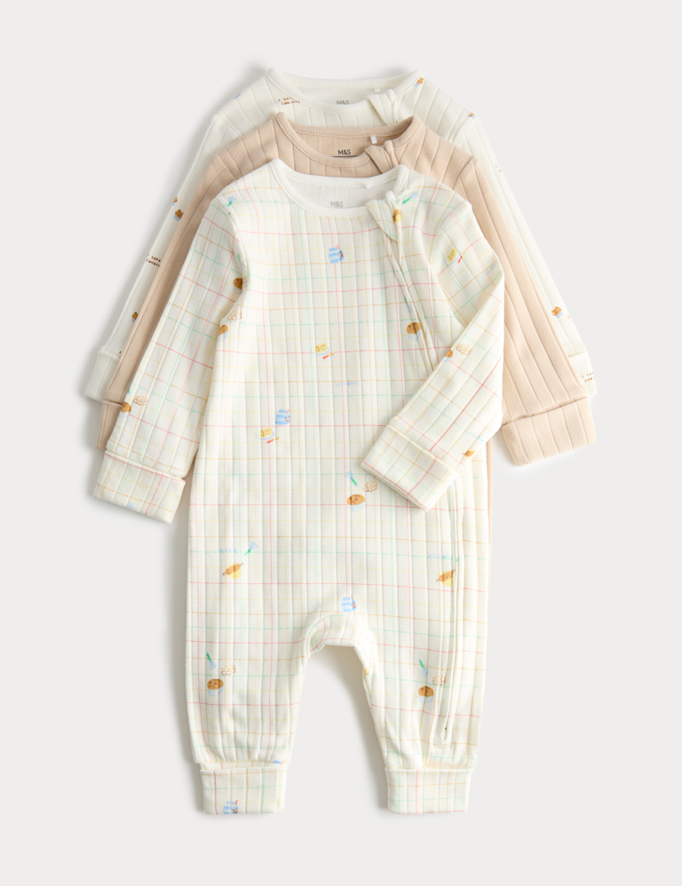 3 Pack Unisex Cotton Rich Baking Print Sleepsuits (6lb 3oz-3 Yrs)