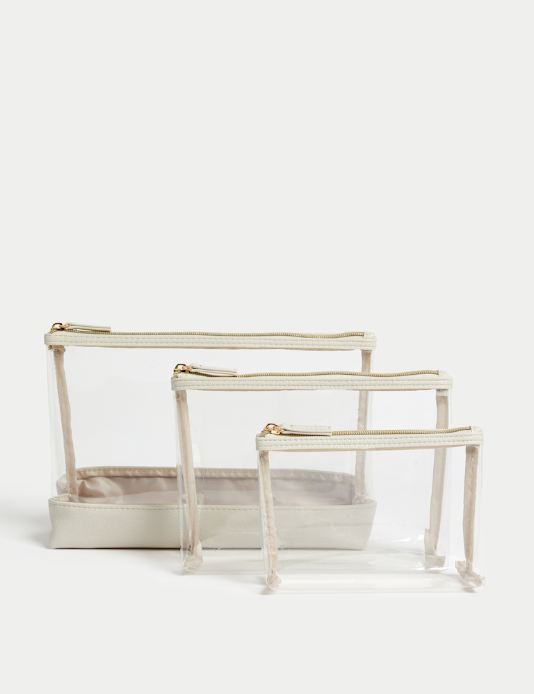 3 Piece Clear Makeup Bag Set
