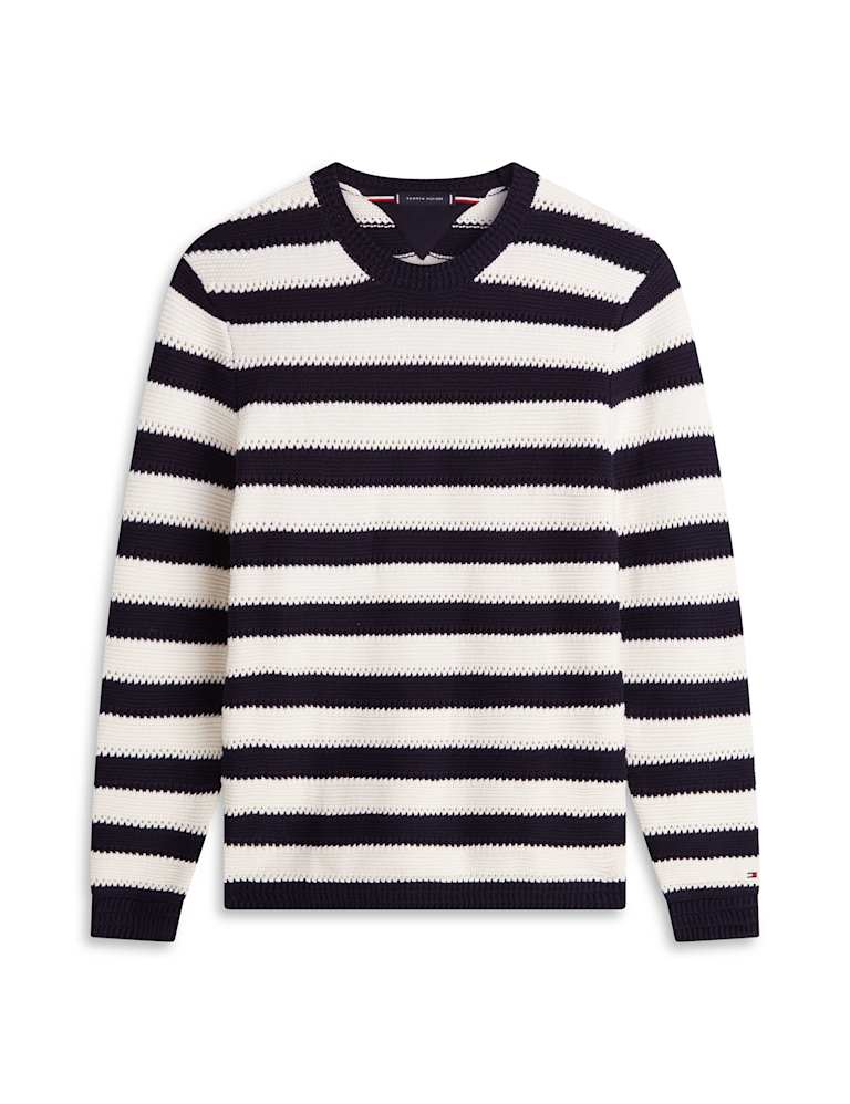 Tommy Hilfiger Pure Cotton Striped Crew Neck Jumper
