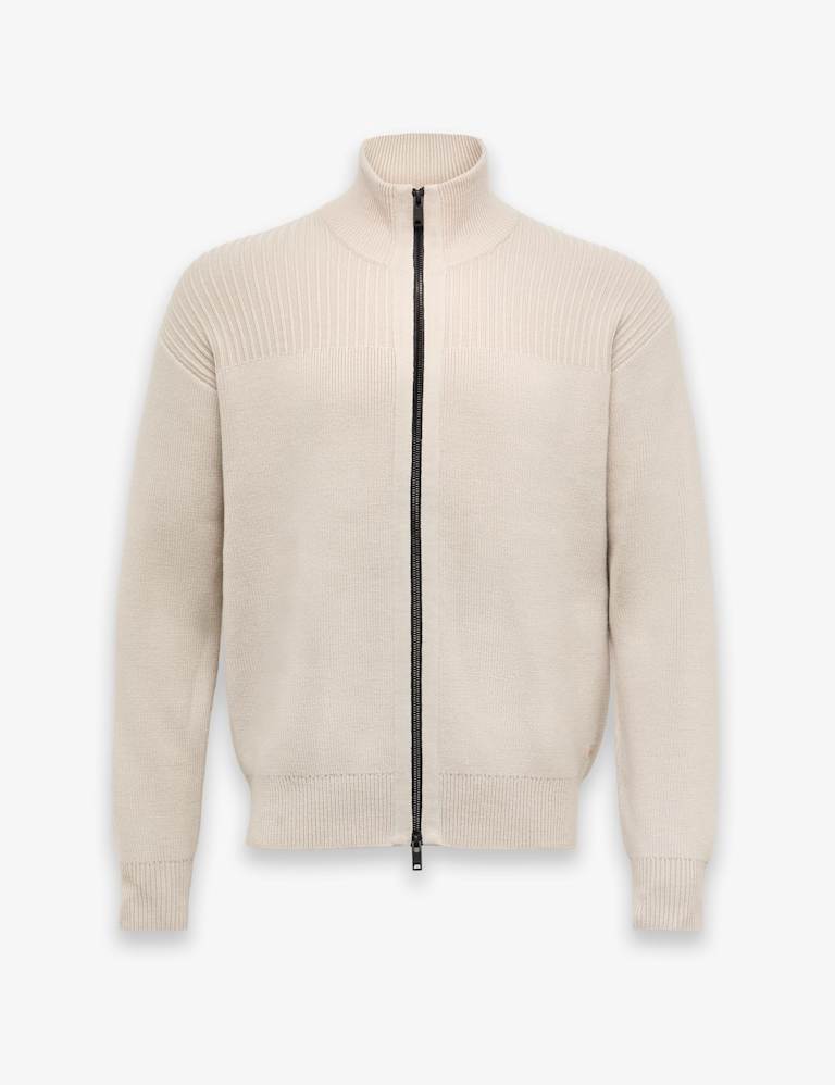 Boss Kratalo Wool Blend Funnel Neck Zip Up Jumper