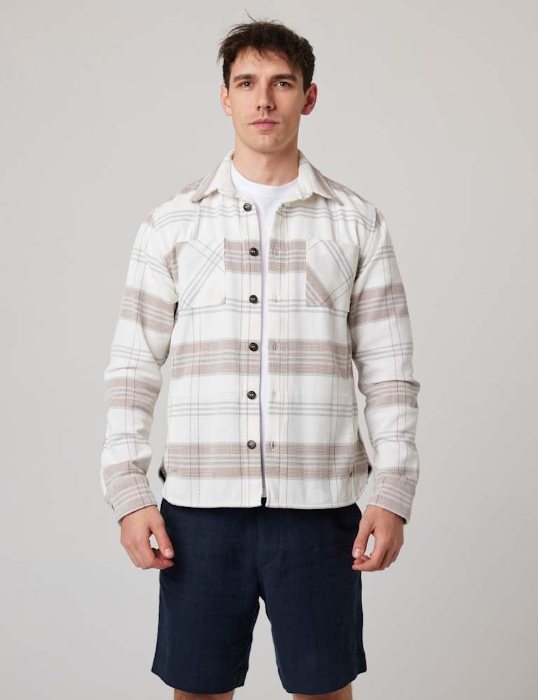Peregrine Relaxed Fit Pure Cotton Checked Overshirt