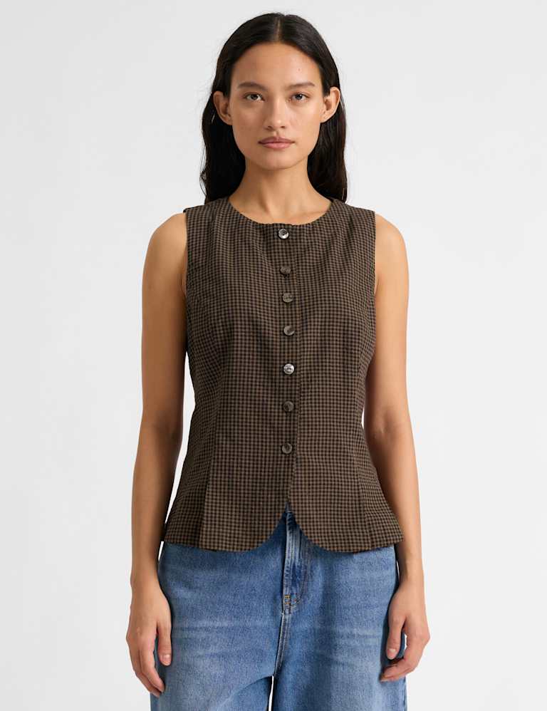 Gingham Cropped Waistcoat