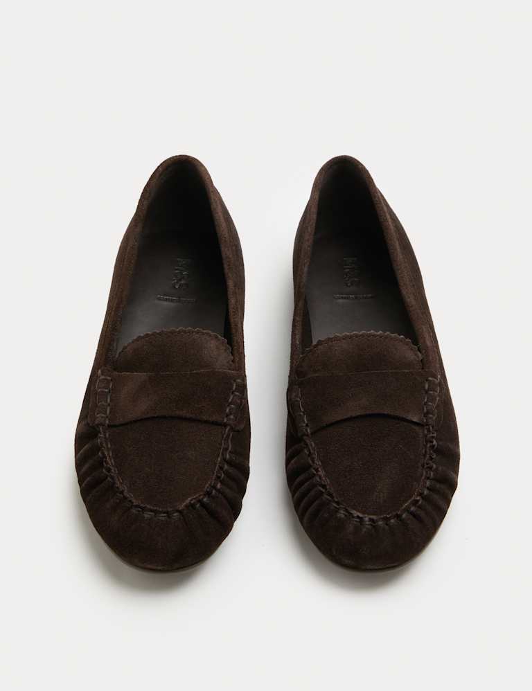 Suede Flat Loafer Pumps