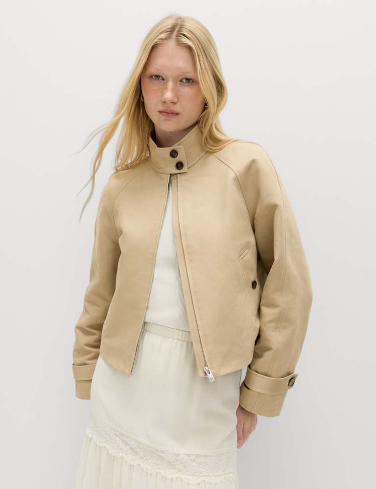 Pure Cotton Cropped Utility Jacket
