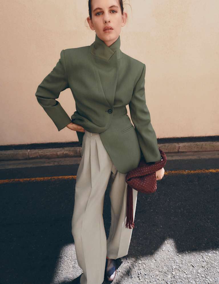 Waisted Asymmetric Longline Blazer