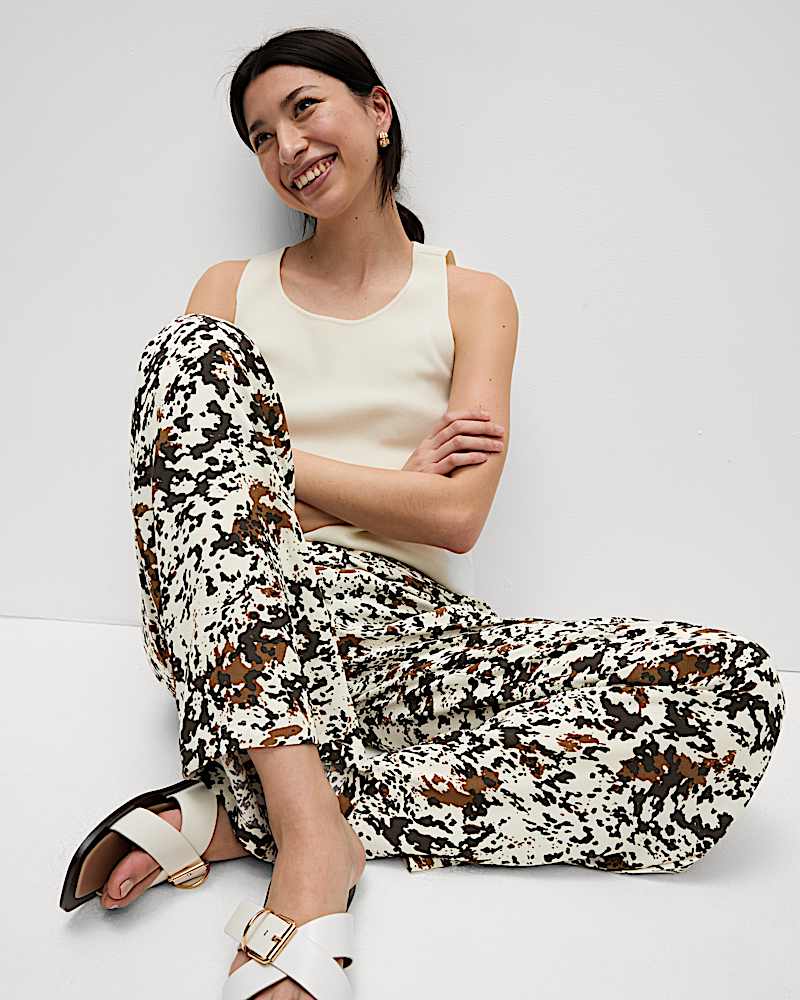 Animal Print Drawstring Wide Leg Trousers M&S India sale