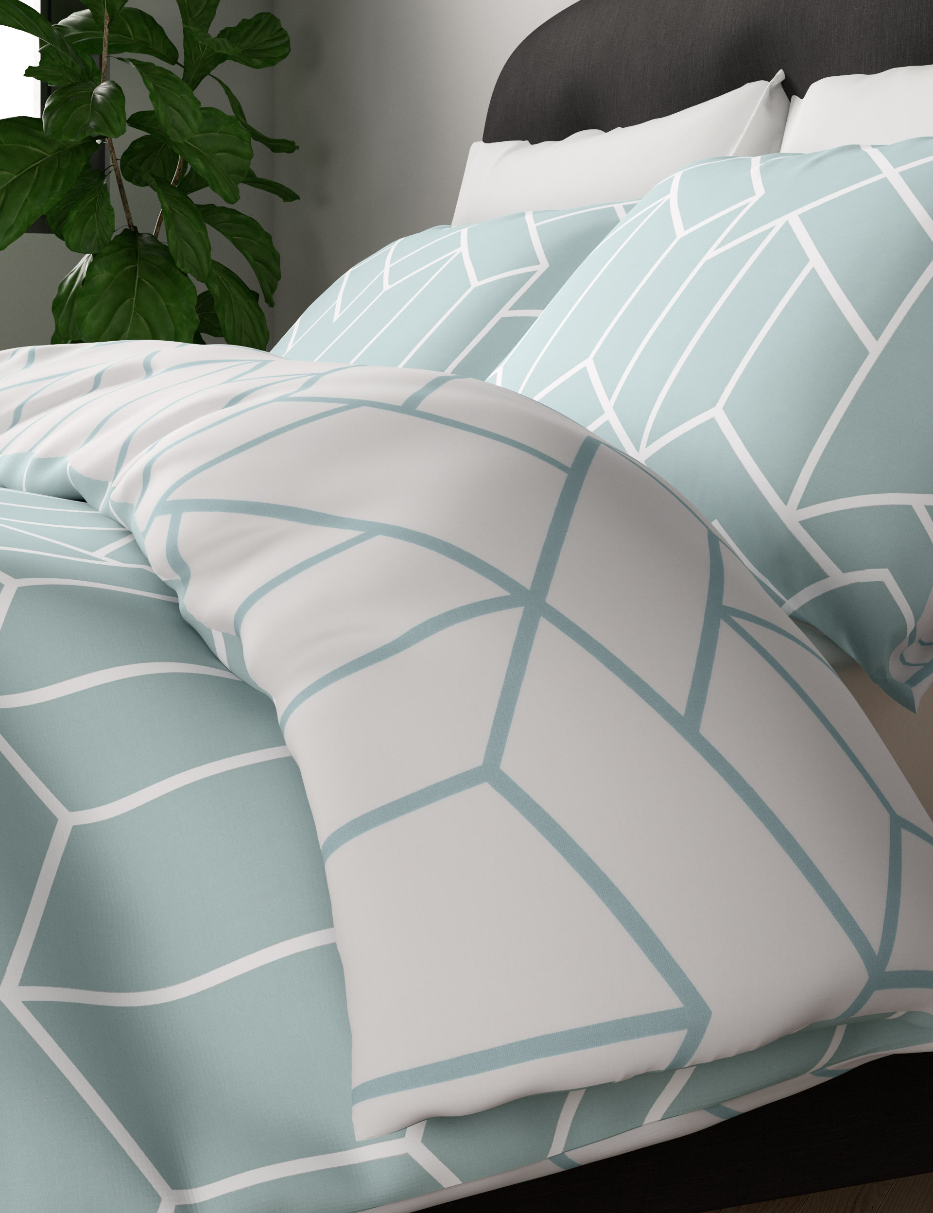 Cotton Blend Geometric Bedding Set 3 of 4