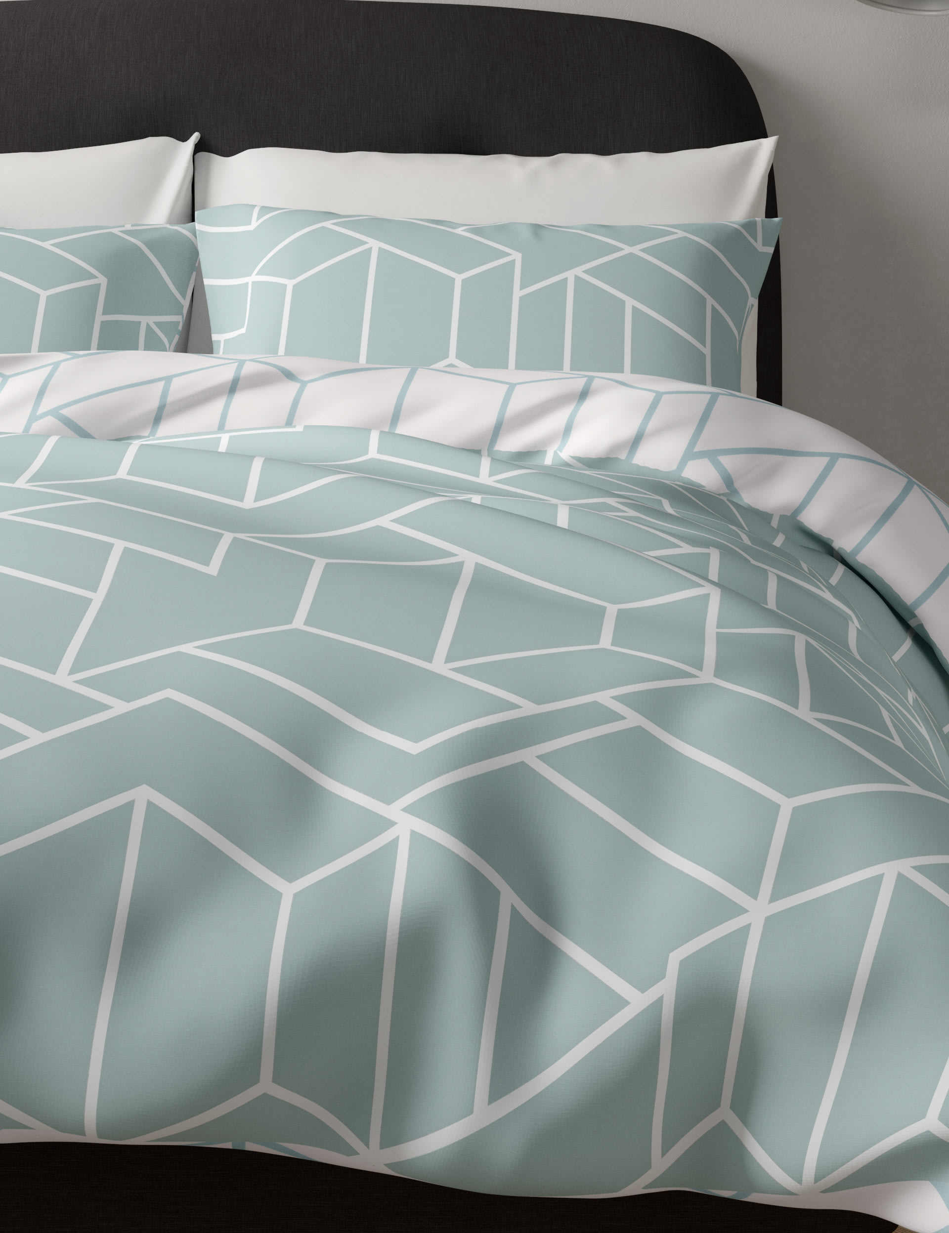 Cotton Blend Geometric Bedding Set 4 of 4