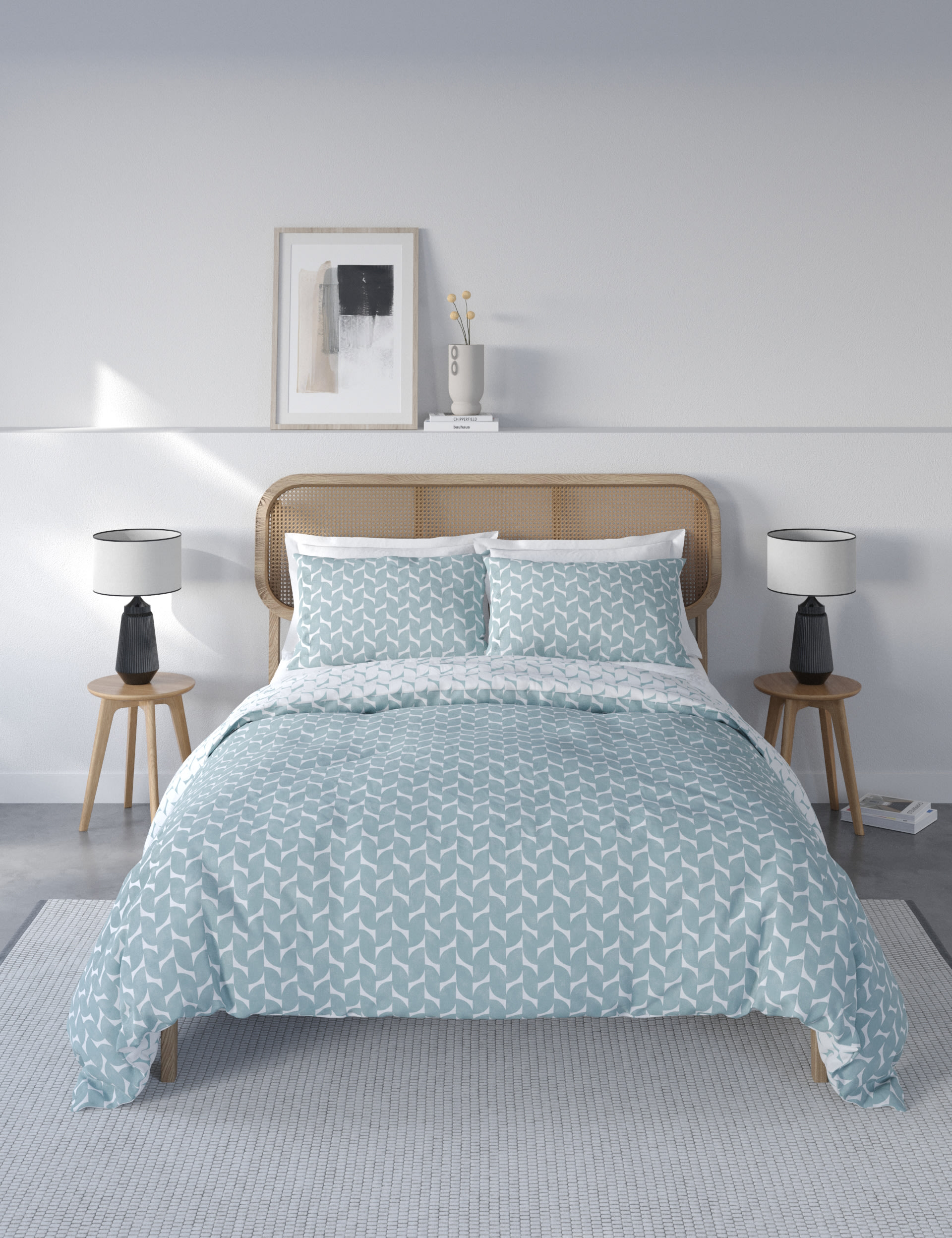 Cotton Blend Geometric Bedding Set 1 of 4