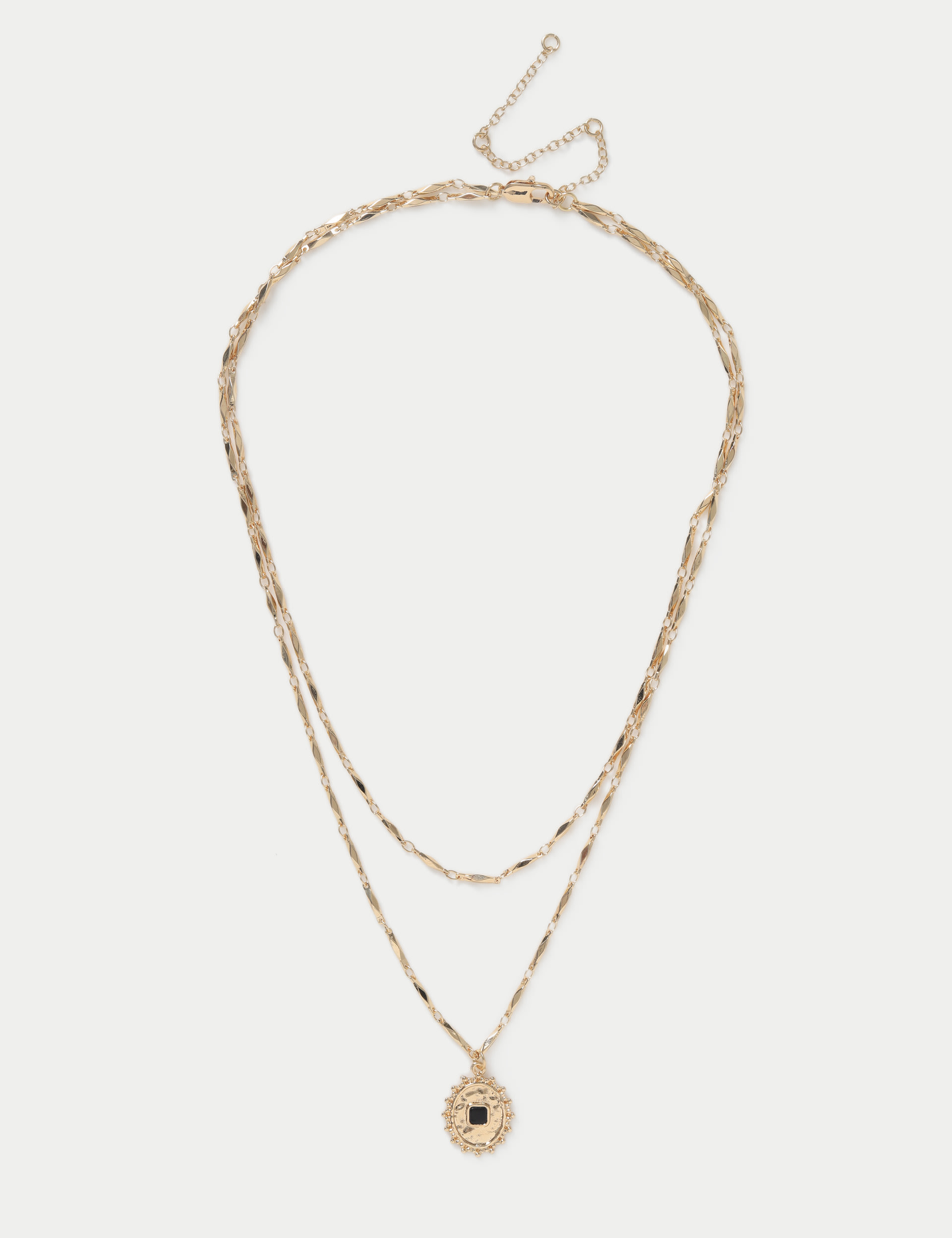 Gold Twist Chain Multi Row Pendant Necklace 1 of 2