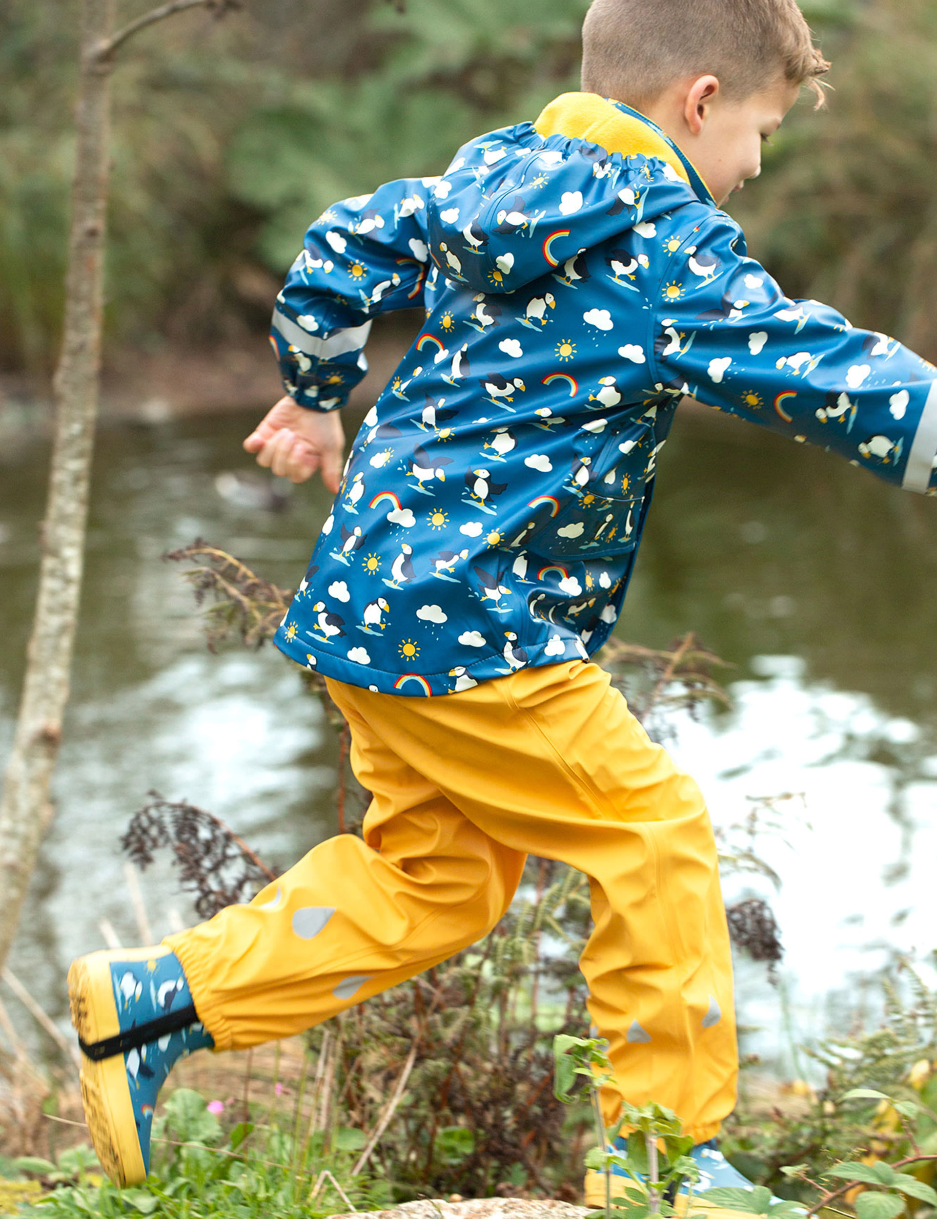 Puffin Print Hooded Fleece Lined Raincoat (1-10 Yrs) 4 of 4