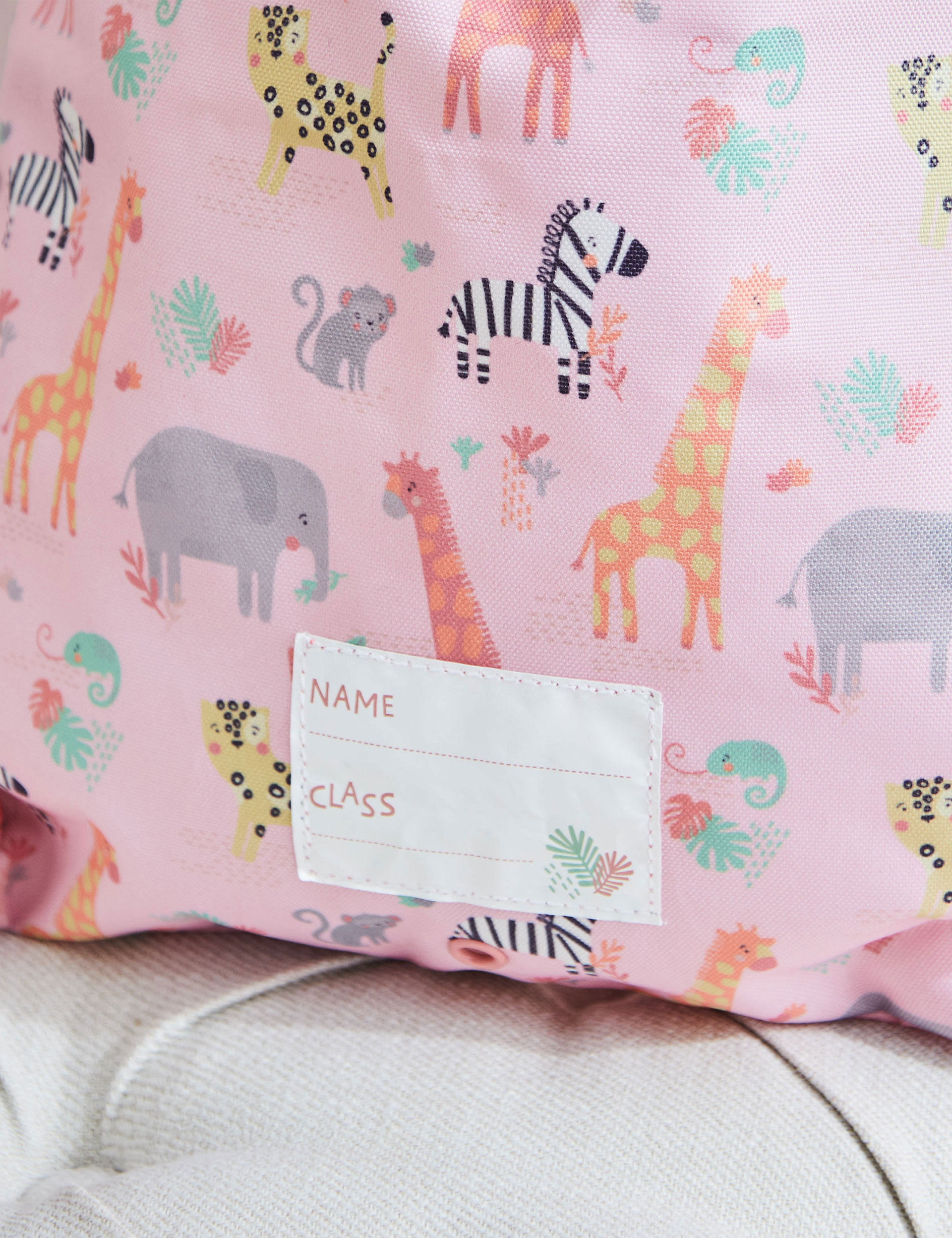 Pink Safari Print Drawstring Bag 3 of 3