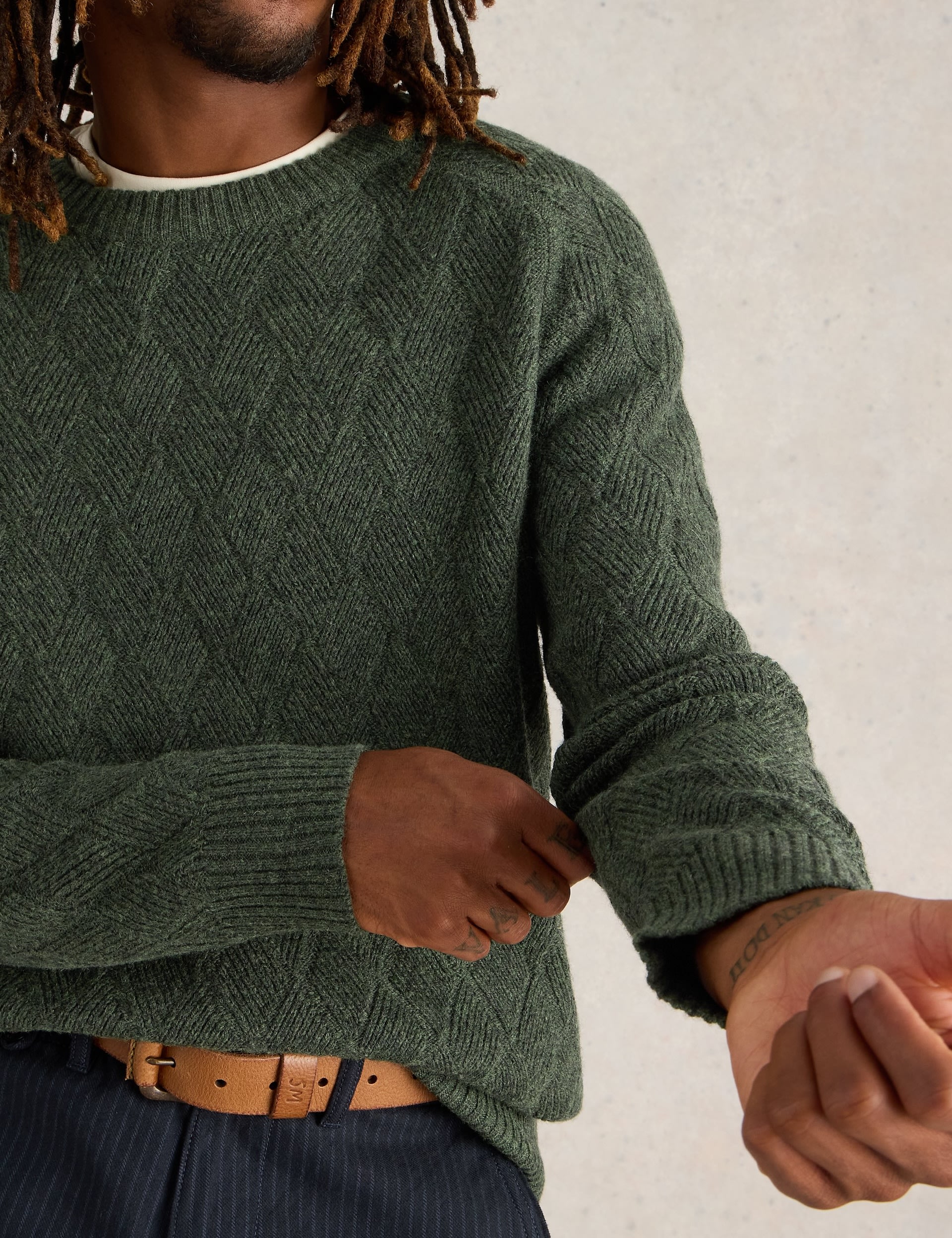 Wool Rich Textured Crew Neck Jumper 4 of 6