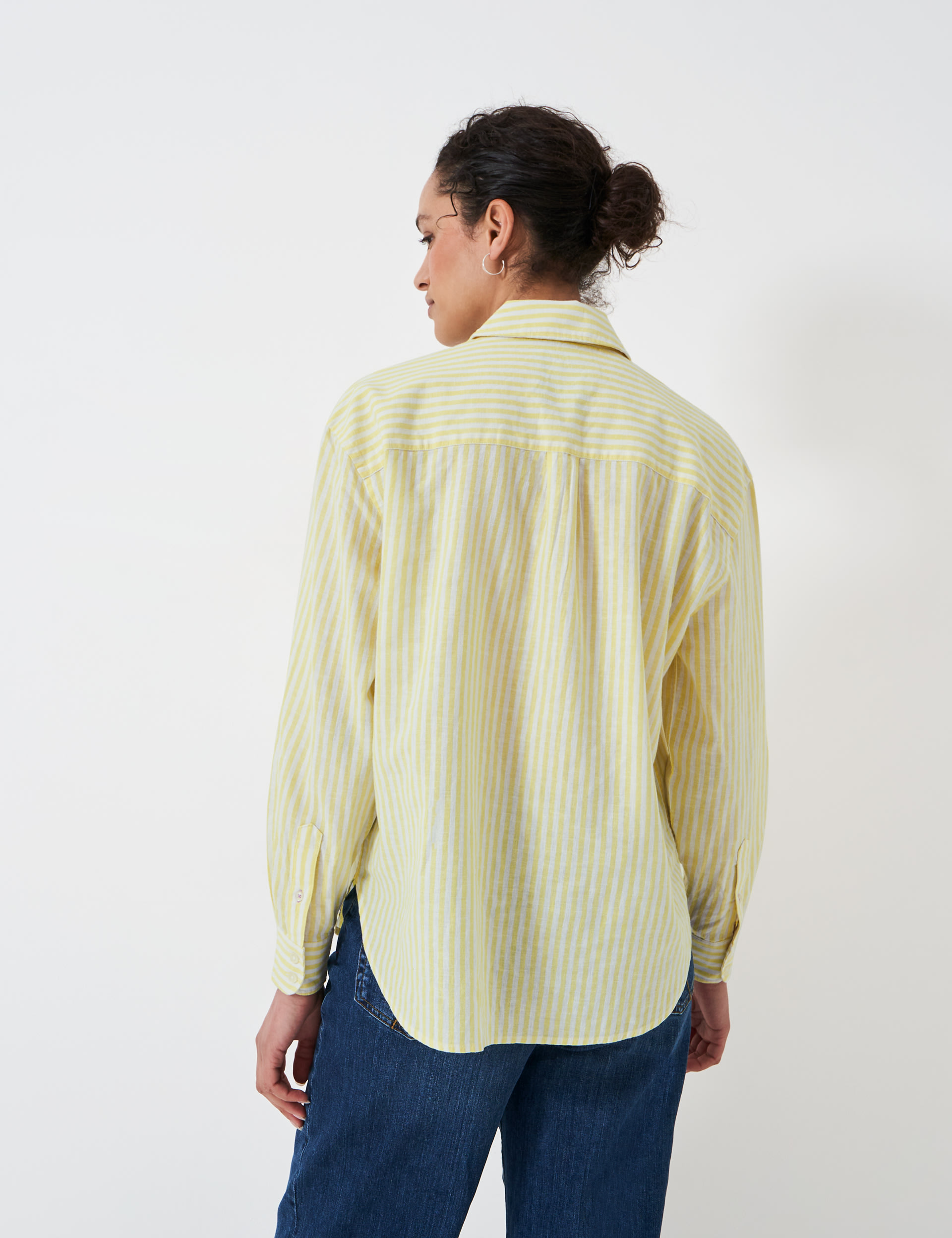 Linen Rich Striped Collared Relaxed Shirt 4 of 5