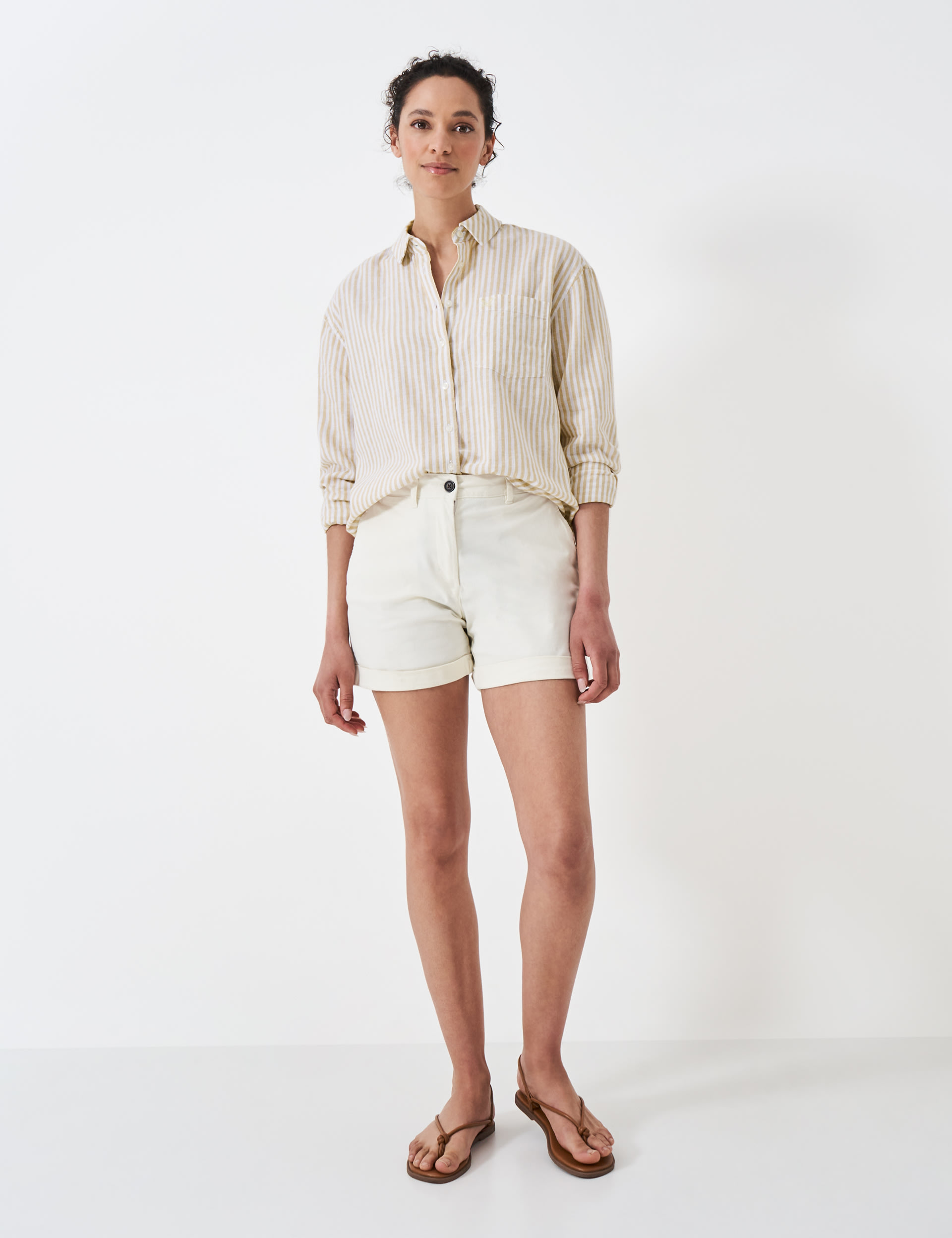 Linen Rich Striped Collared Relaxed Shirt 3 of 5