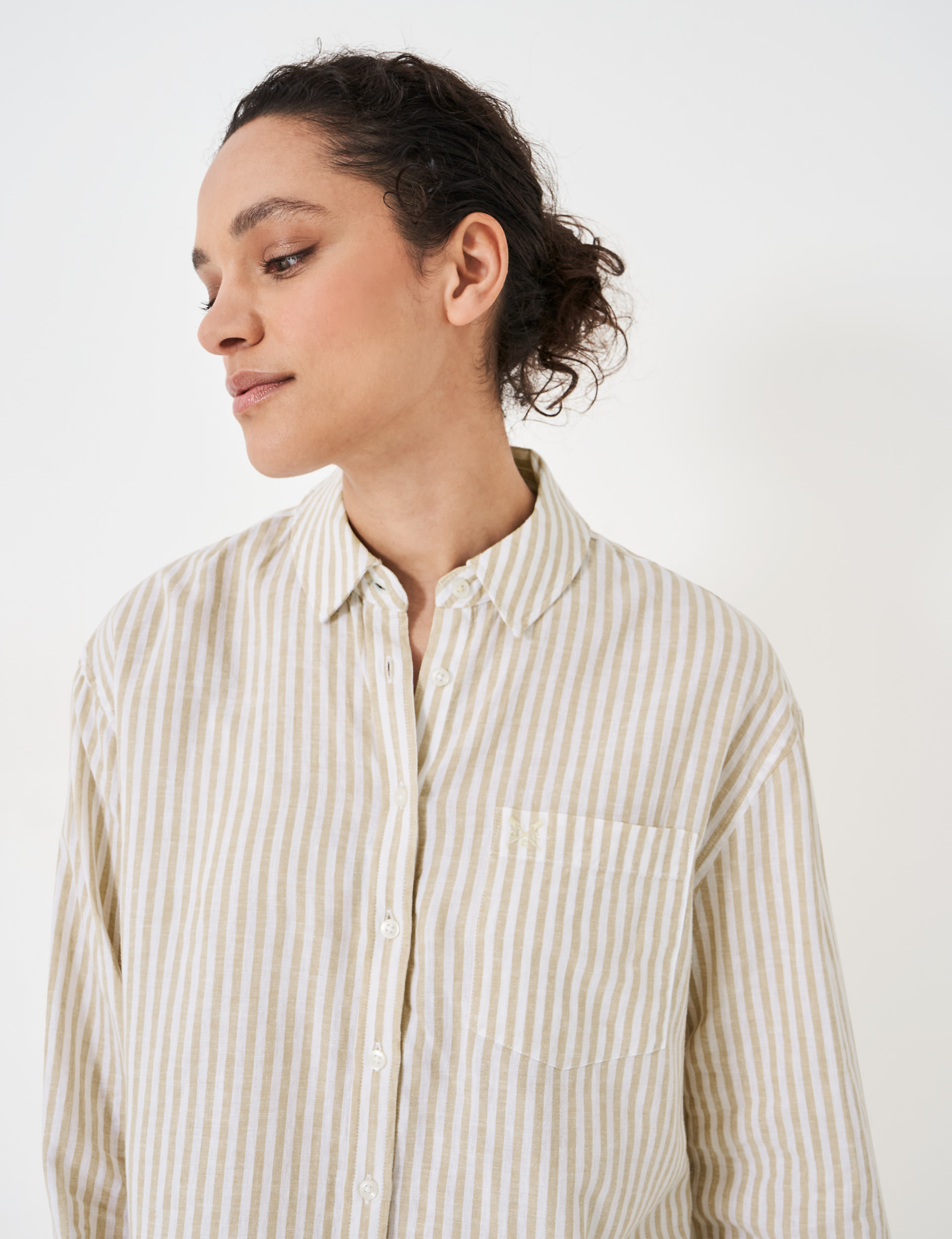 Linen Rich Striped Collared Relaxed Shirt 5 of 5