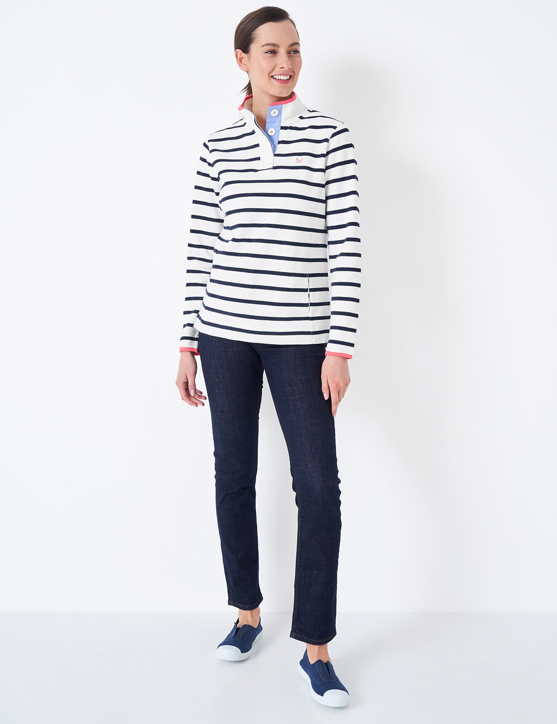 Pure Cotton Striped Funnel Neck Sweatshirt 3 of 4