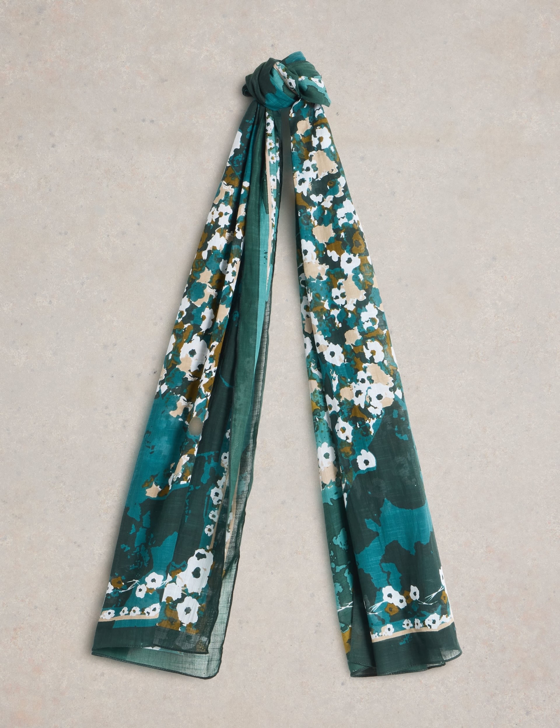 Cotton Blend Woven Floral Hare Print Scarf 1 of 3