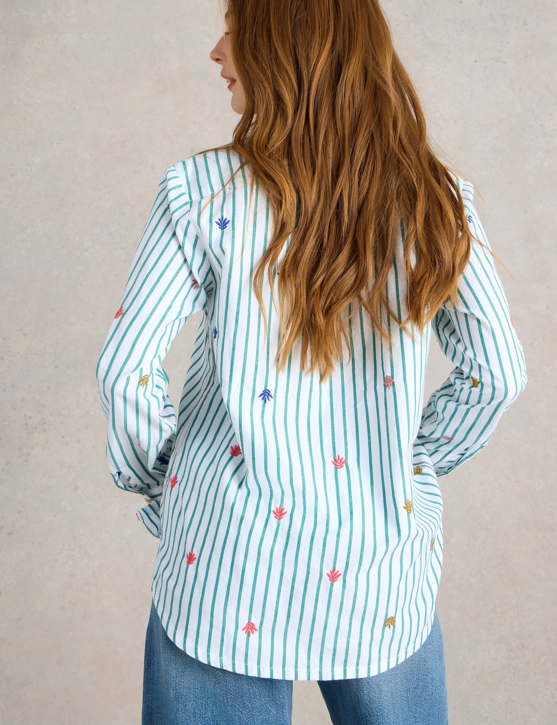 Pure Cotton Striped Embroidered Shirt 3 of 6