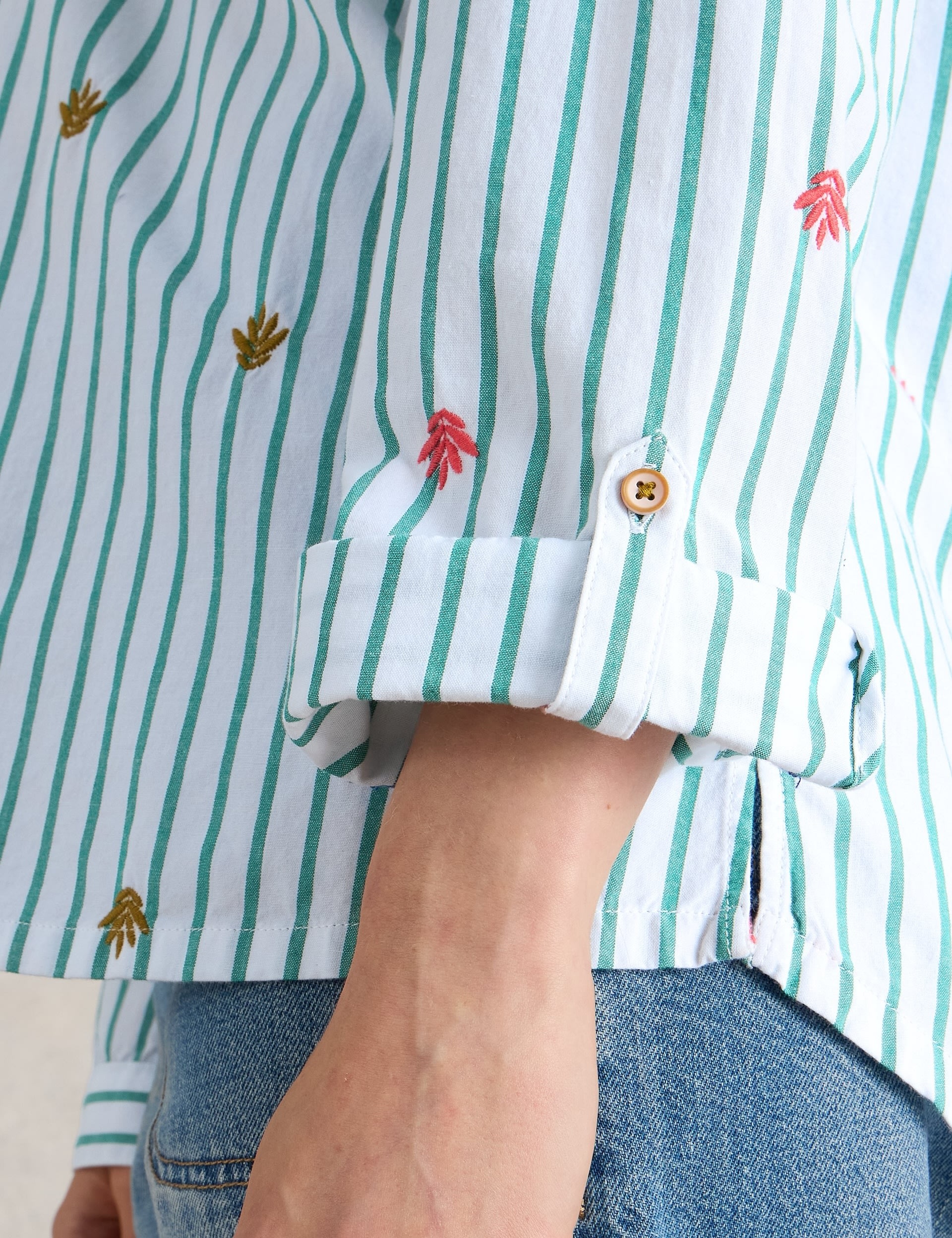 Pure Cotton Striped Embroidered Shirt 5 of 6