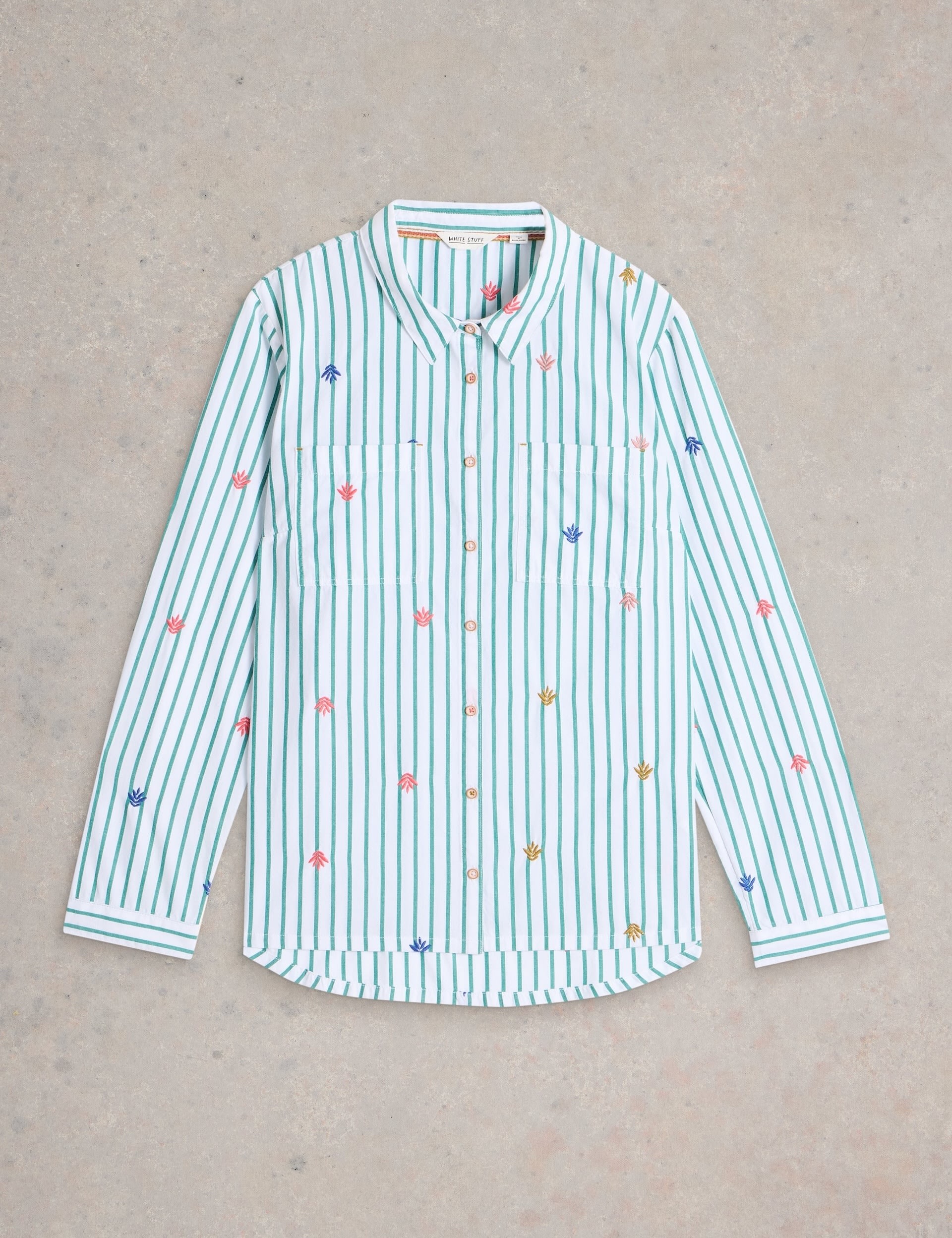 Pure Cotton Striped Embroidered Shirt 2 of 6