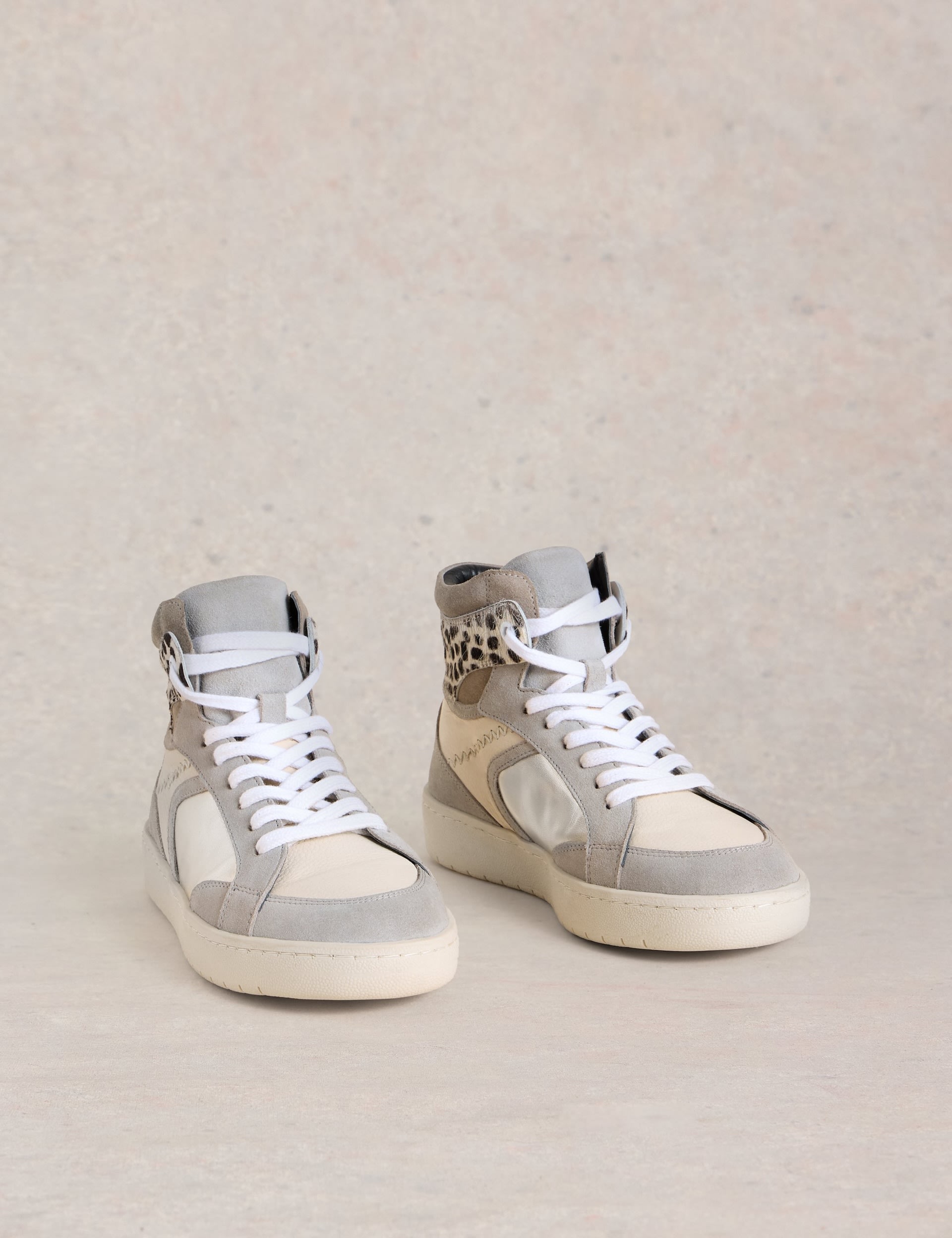 Leather Lace Up Flatform High Top Trainers 2 of 4