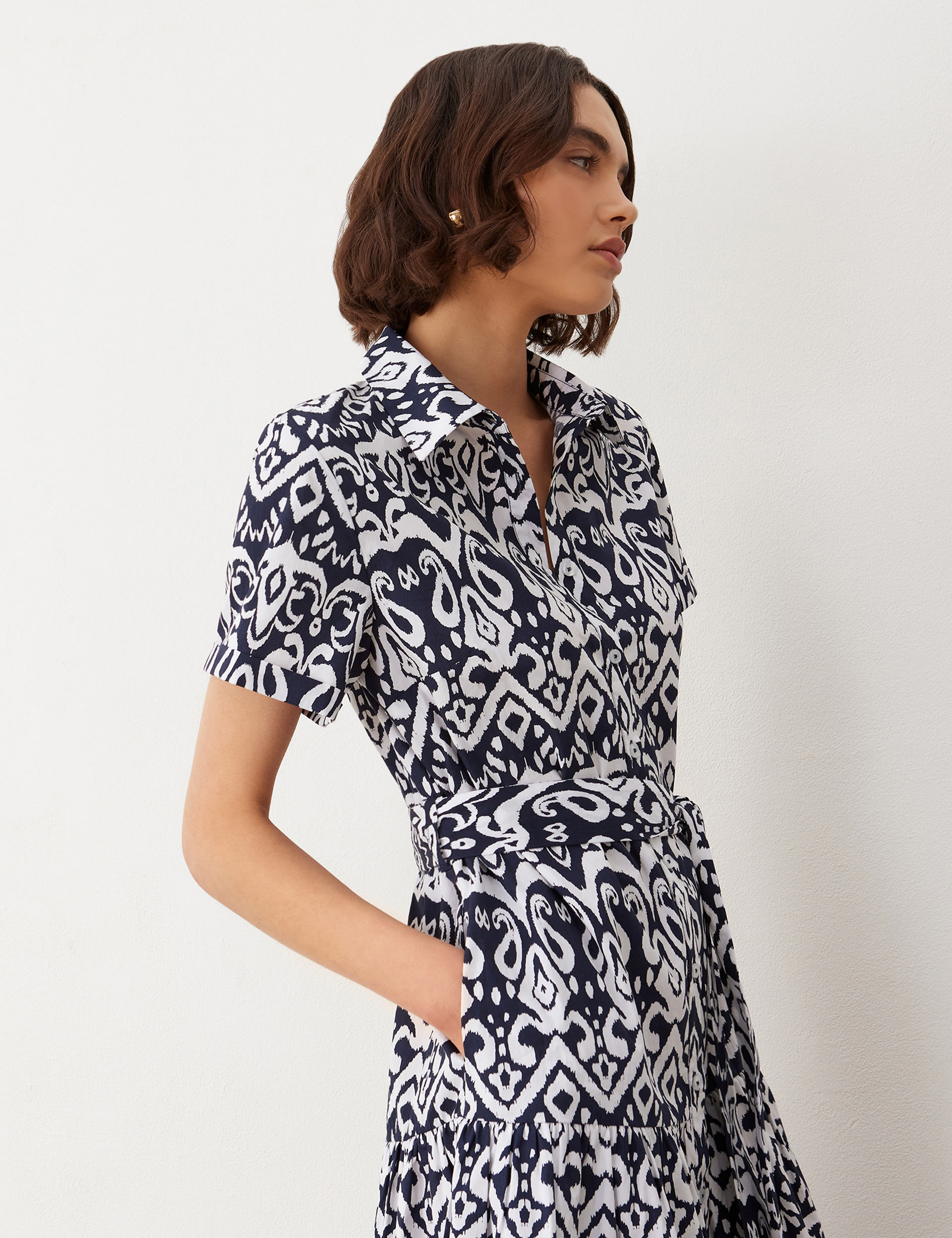 Pure Cotton Midaxi Tiered Shirt Dress 4 of 4