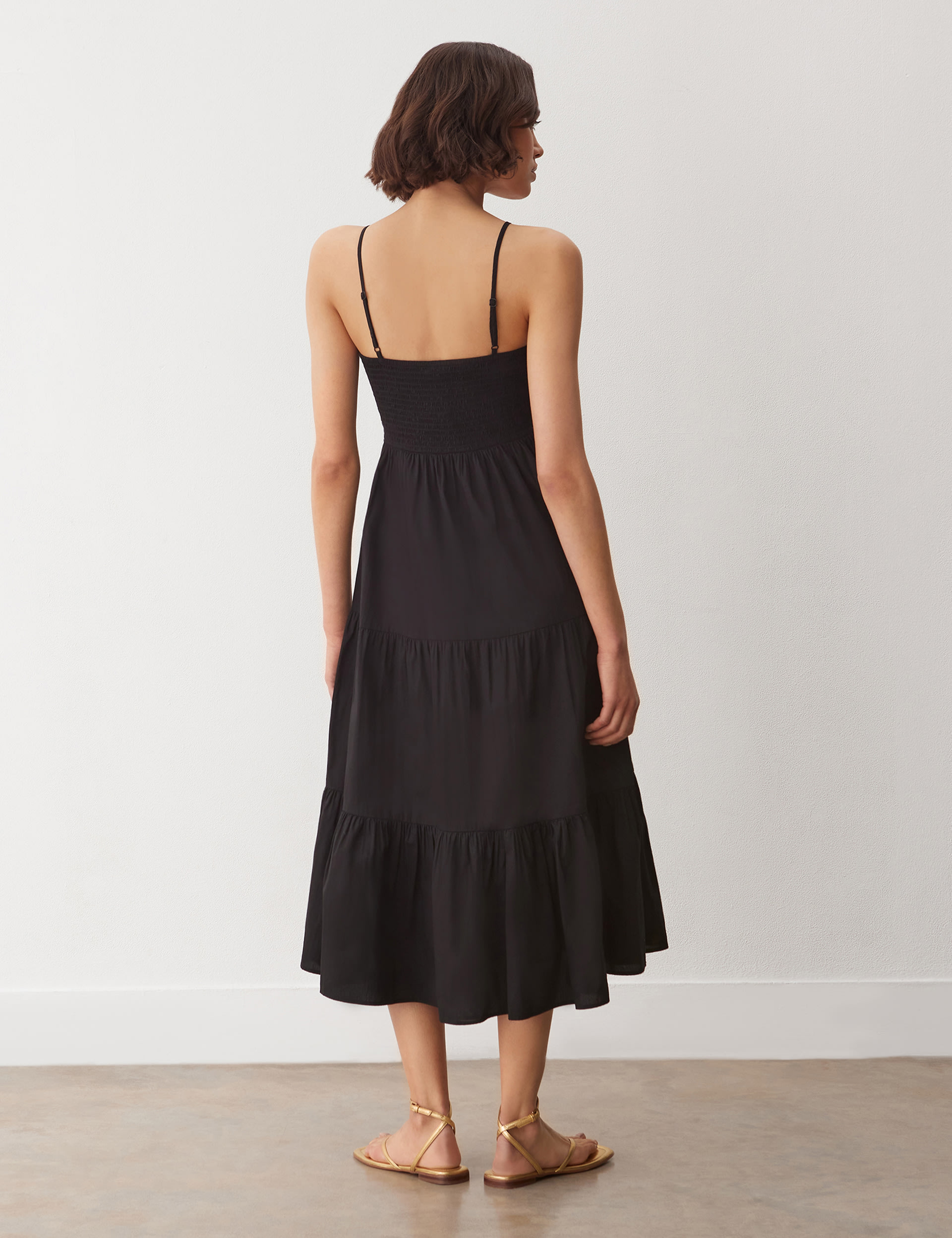 Pure Cotton V-Neck Strappy Tiered Dress 3 of 4