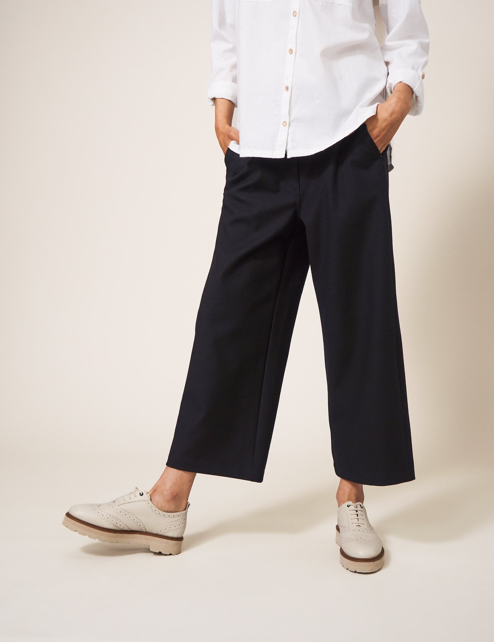 Cotton Rich Wide Leg Cropped Trousers 3 of 5