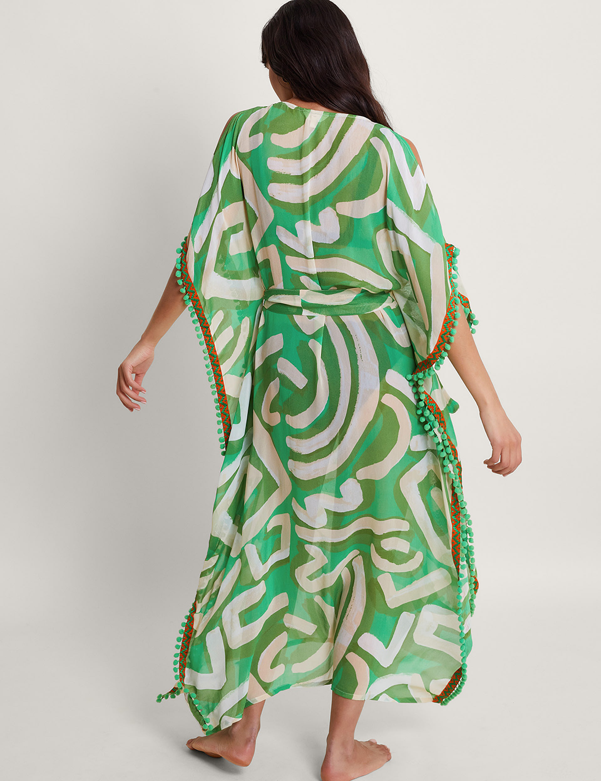 Printed V-Neck Tie Waist Maxi Kaftan 2 of 5