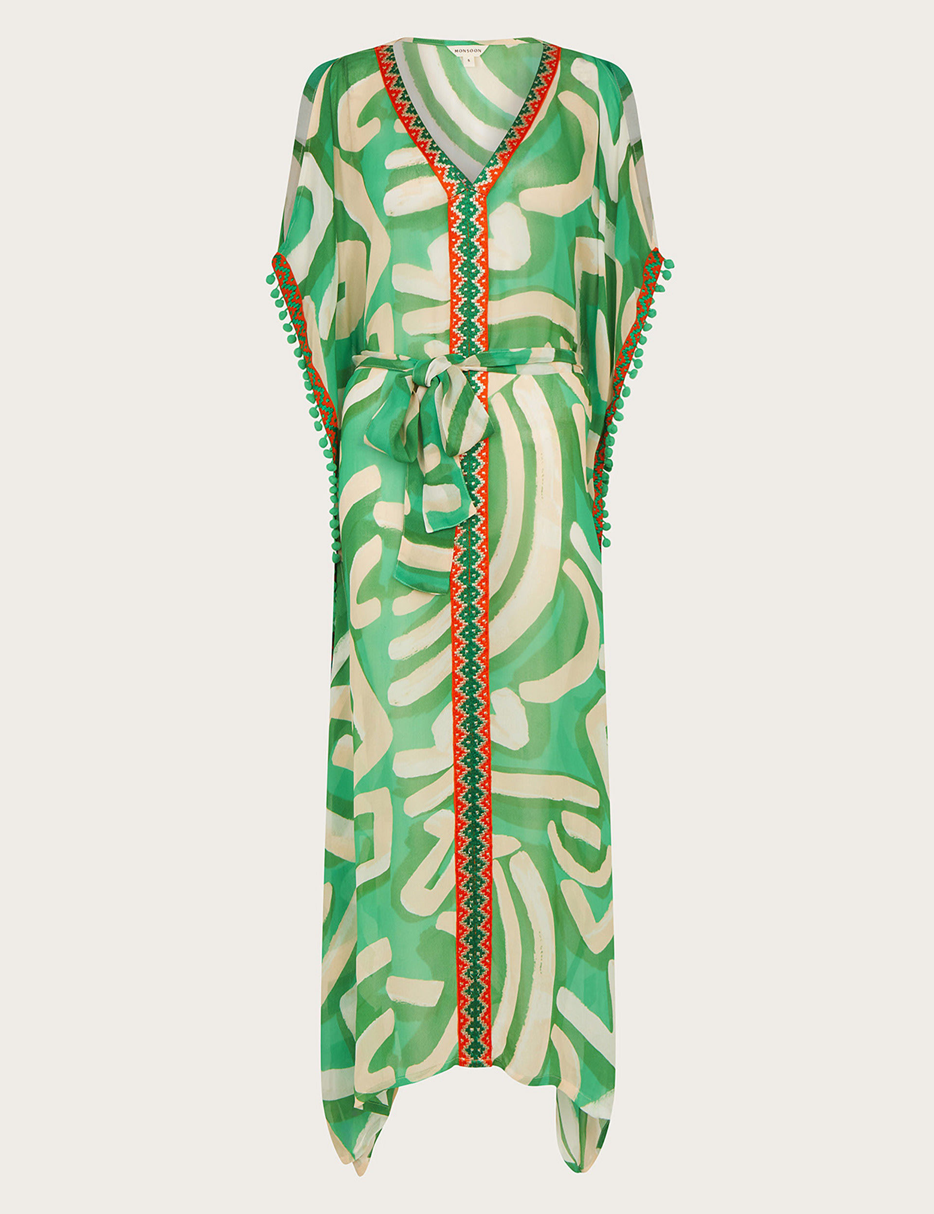 Printed V-Neck Tie Waist Maxi Kaftan 5 of 5