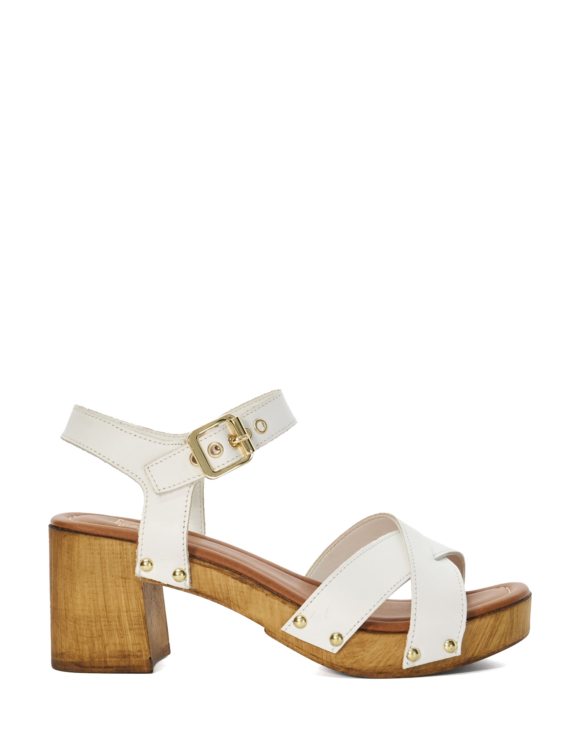 Leather Ankle Strap Block Heel Sandals 1 of 5