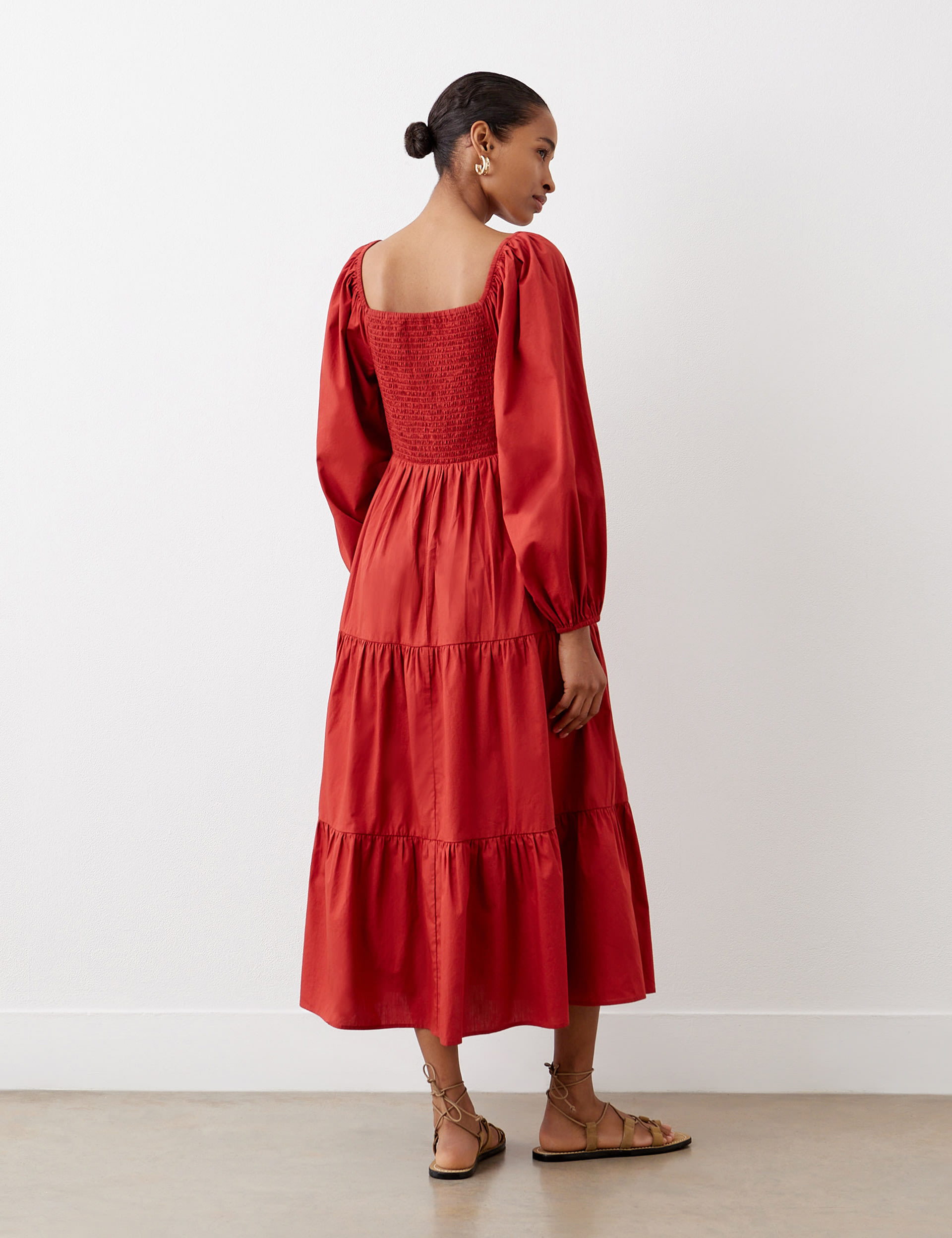 Pure Cotton Square Neck Midi Tiered Dress | Finery London | M&S