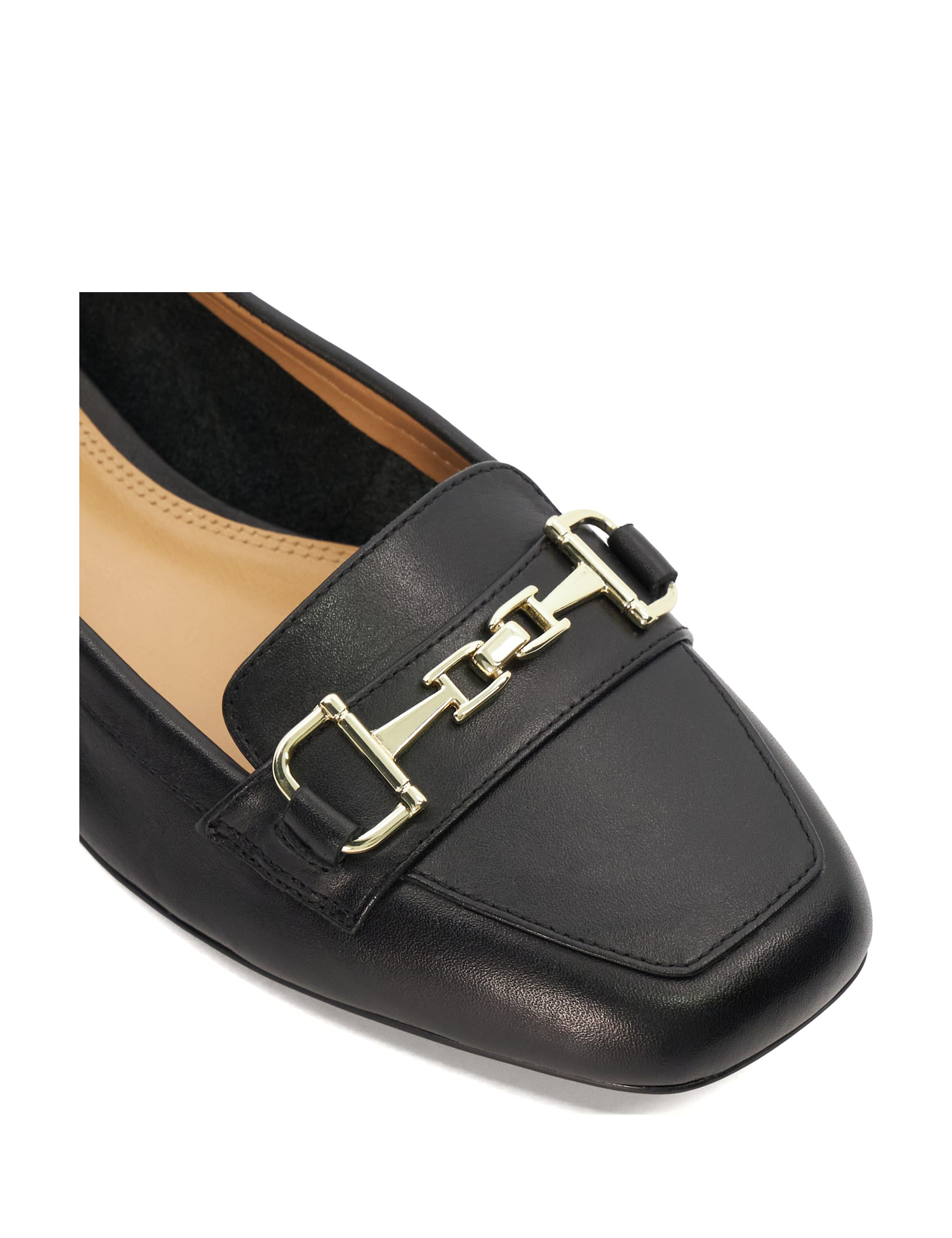 Leather Block Heel Loafers 2 of 5