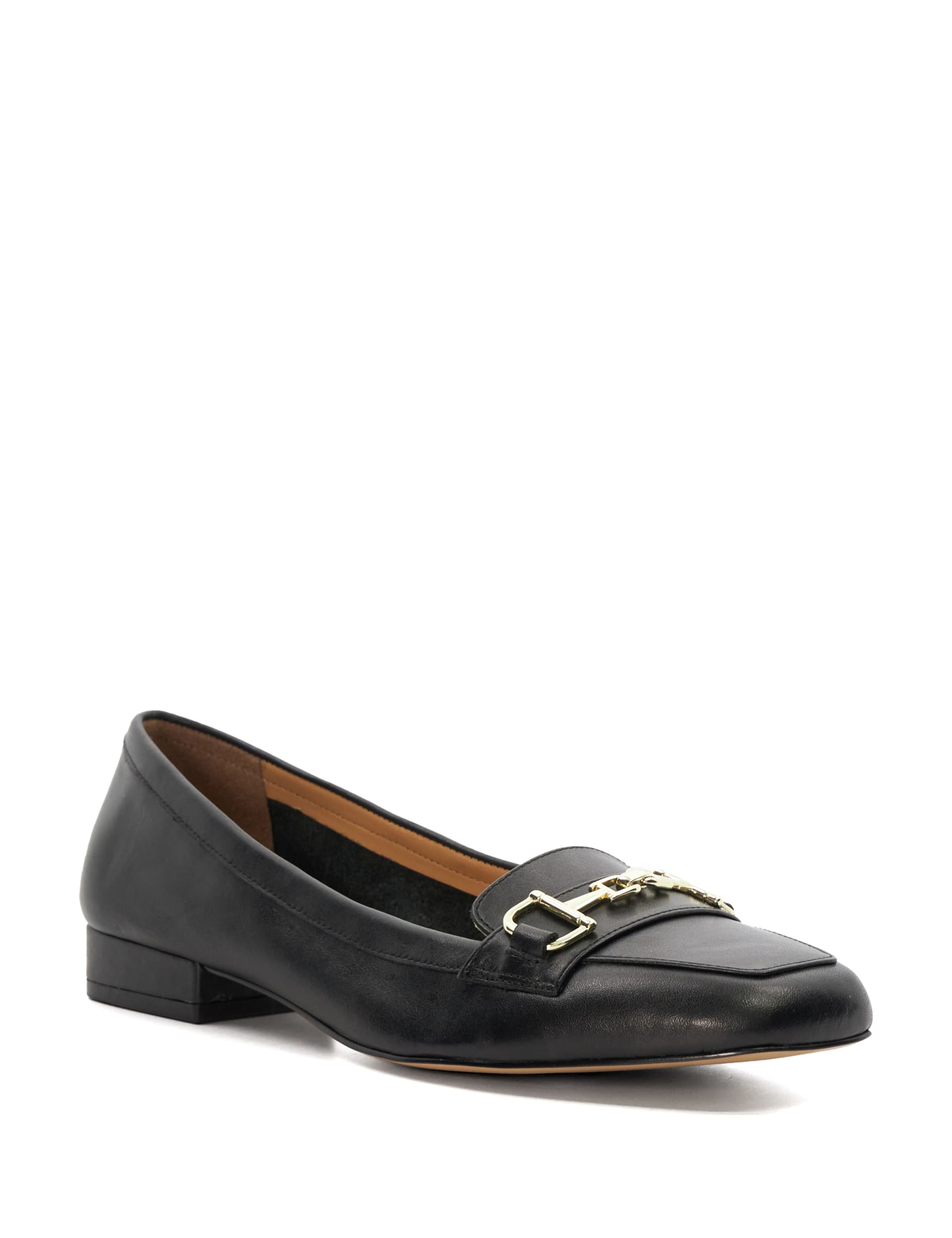 Leather Block Heel Loafers 3 of 5