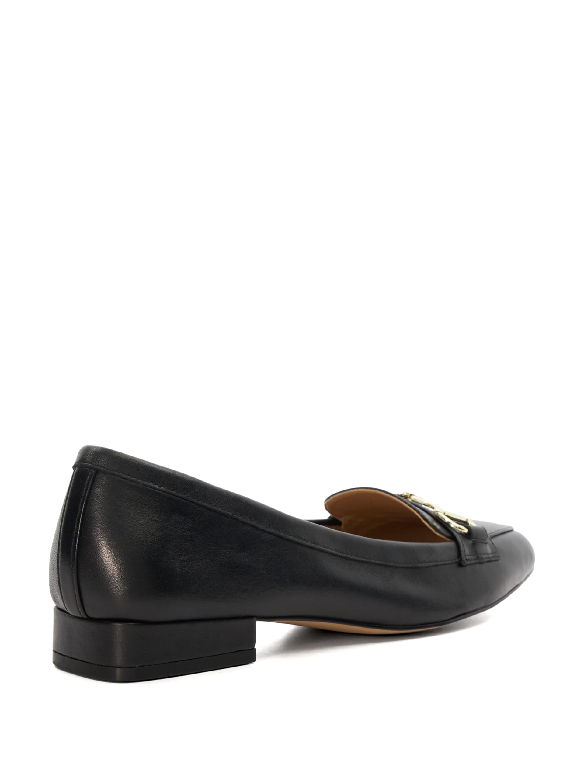 Leather Block Heel Loafers 4 of 5