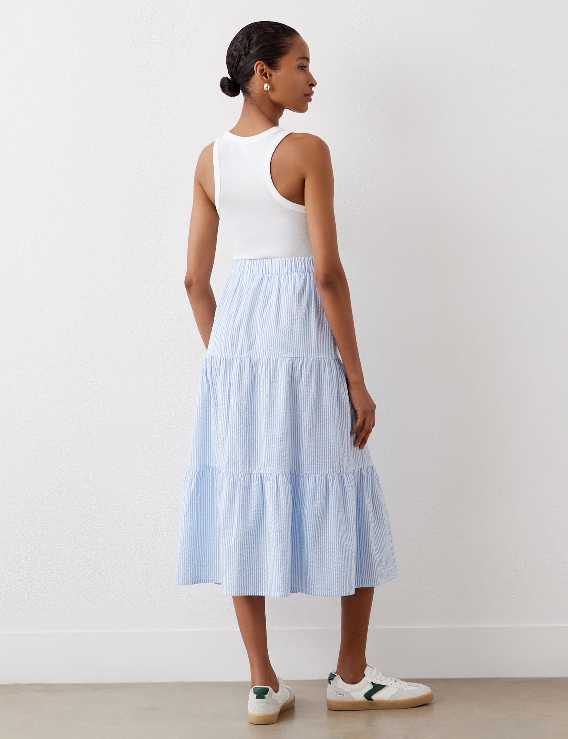 Pure Cotton Striped Midi Tiered Skirt 4 of 4