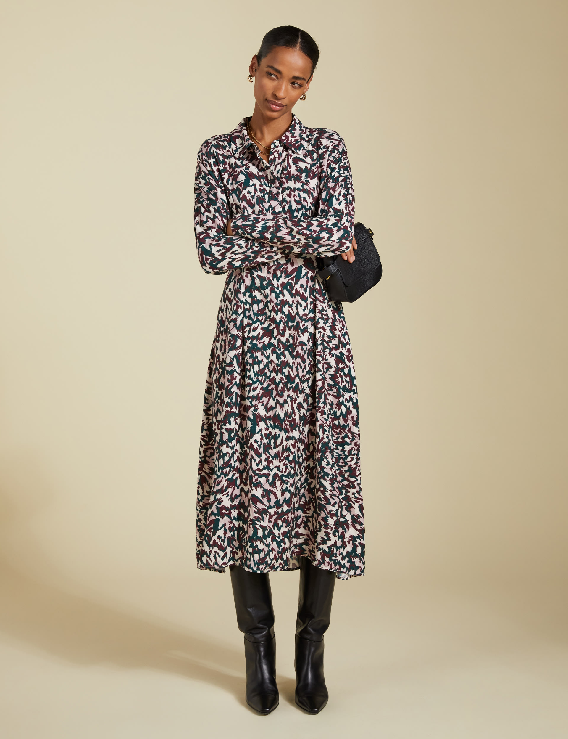 Printed Midi Shirt Dress 1 of 6